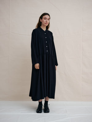 
                  
                    Black Silk Band Collar Dress
                  
                