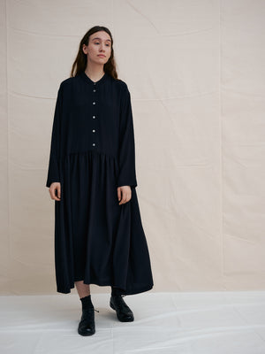 
                  
                    Black Silk Band Collar Dress
                  
                