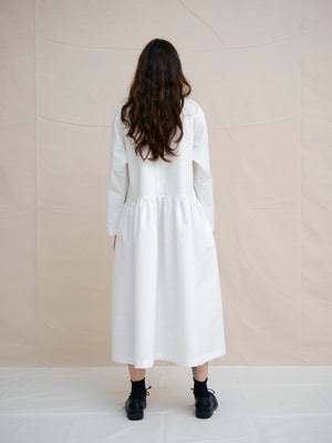 
                  
                    White Dot Band Collar Dress
                  
                