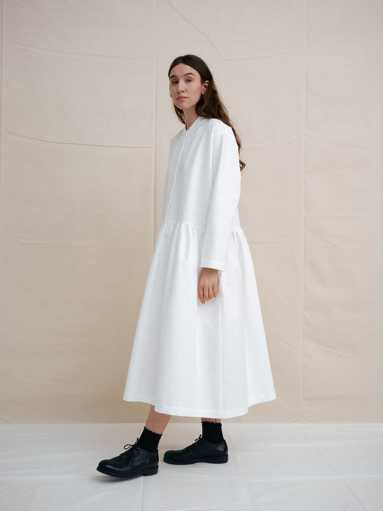 
                  
                    White Dot Band Collar Dress
                  
                