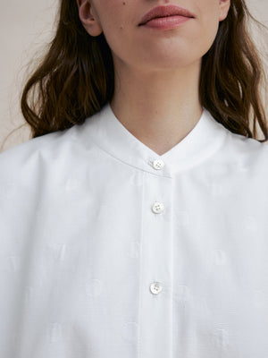 
                  
                    White Dot Band Collar Dress
                  
                