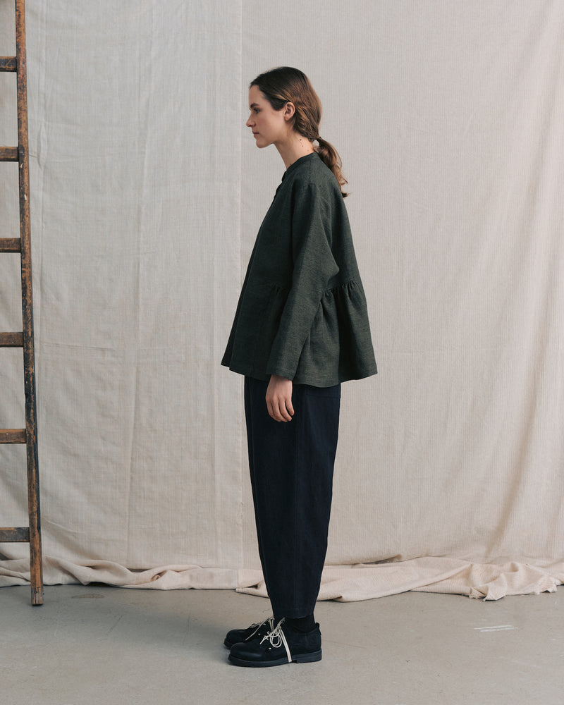 
                  
                    Moss Green Patterned Side Gathers Top
                  
                