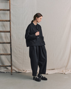 
                  
                    Navy Pleated Pants
                  
                