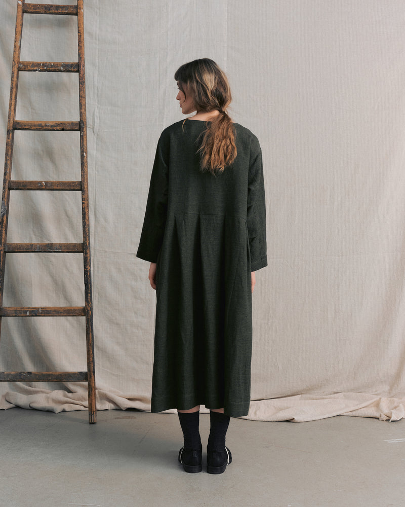 
                  
                    Moss Green Patterned Pleated Dress
                  
                