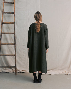 
                  
                    Moss Green Patterned Side Gathers Dress
                  
                