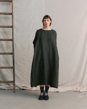 
                  
                    Moss Green Patterned Side Gathers Dress
                  
                