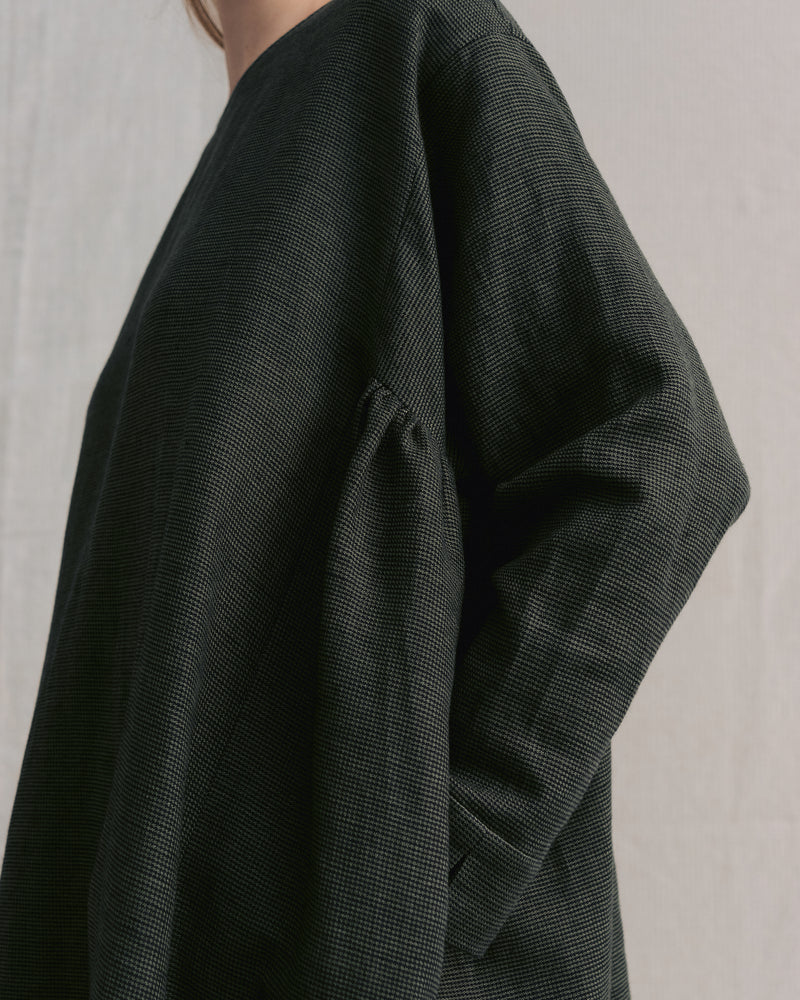 
                  
                    Moss Green Patterned Side Gathers Dress
                  
                