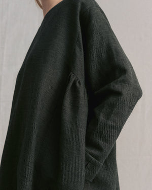 
                  
                    Moss Green Patterned Side Gathers Dress
                  
                