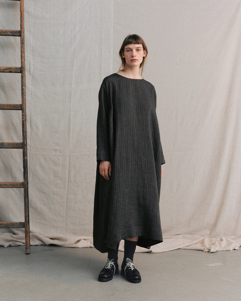 
                  
                    Brown Striped Side Gathers Dress
                  
                
