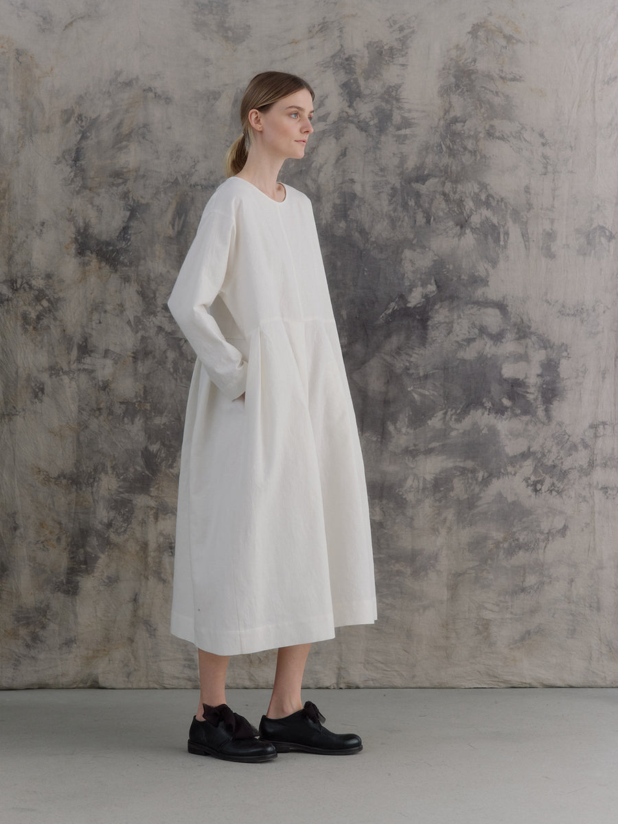 Milk White Back Buttoned Dress – muku