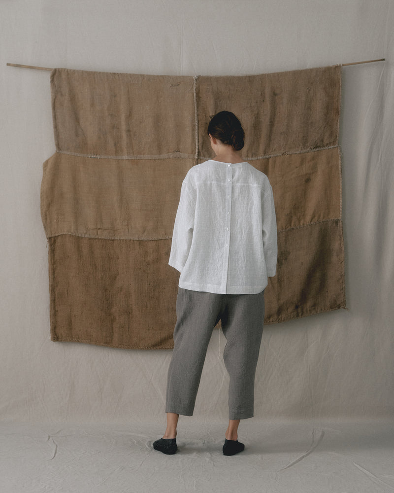 Light Grey Patterned Shirts with Back Buttons