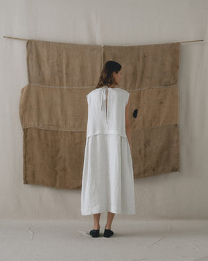 
                  
                    Light Grey Patterned Side Gathered Sleeveless Dress
                  
                